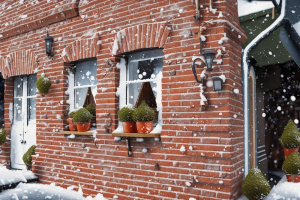 Кирпичный дом зимой