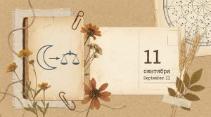 Иллюстрация в стиле скрап-букинга для гороскопа на 11 сентября