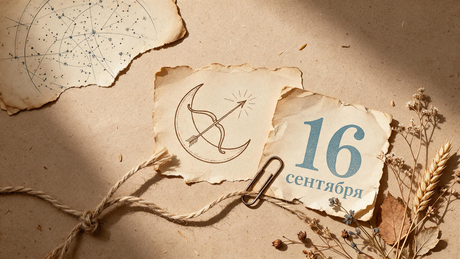 Иллюстрация в стиле скрап-букинга для гороскопа на 16 сентября