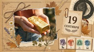 Иллюстрация в стиле скрап-букинга для гороскопа удачи на 19 сентября