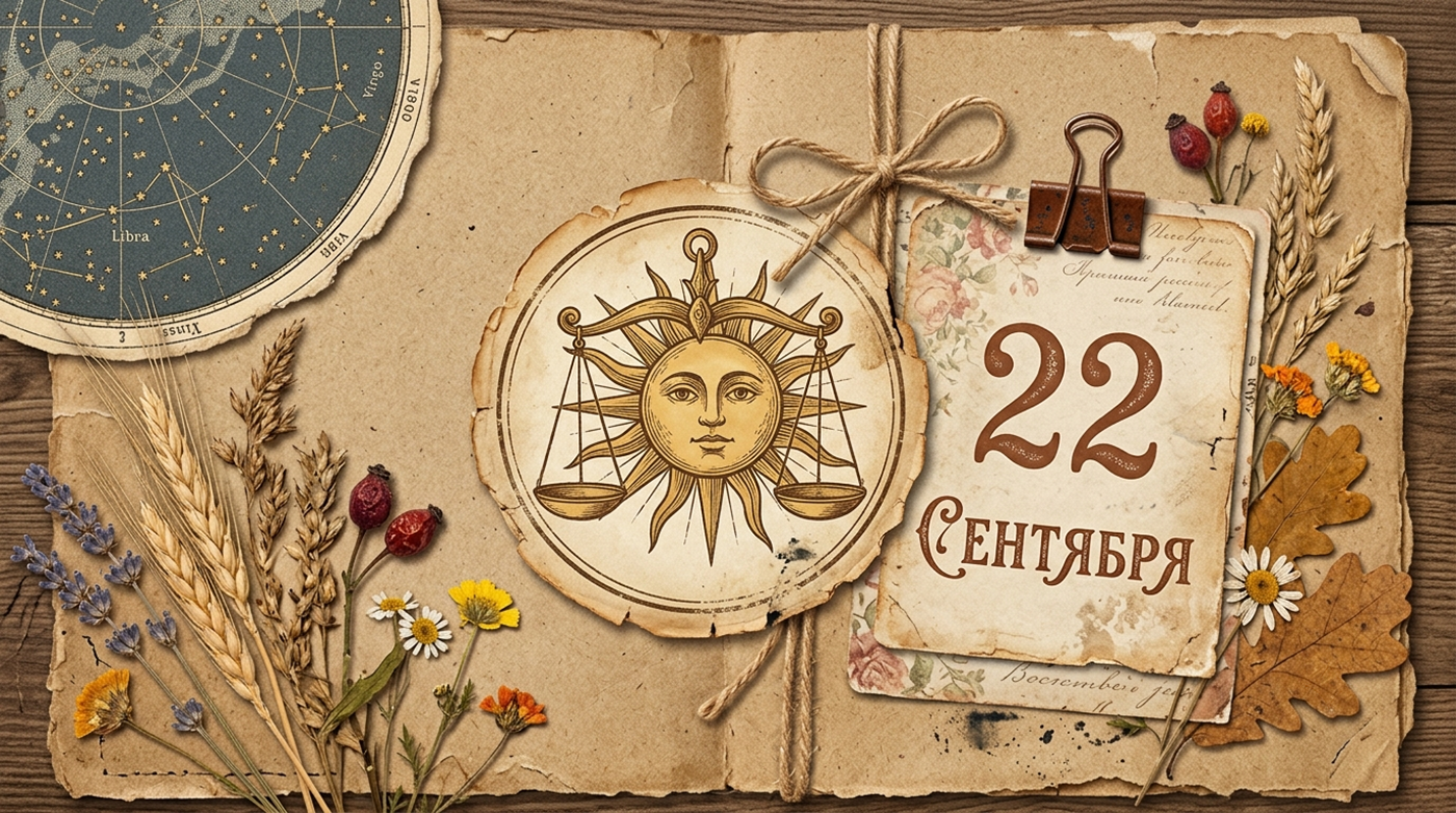 Иллюстрация в стиле скрап-букинга для гороскопа на 22 сентября