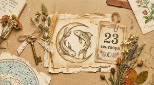 Иллюстрация в стиле скрап-букинга для гороскопа на 23 сентября