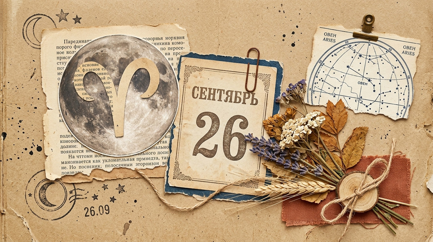 Иллюстрация в стиле скрап-букинга для гороскопа на 26 сентября