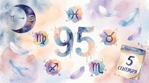Иллюстрация в стиле акварельного коллажа для статьи о дне ангельского числа 95