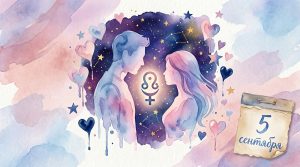 Иллюстрация в стиле акварельного коллажа для любовного гороскопа на 5 сентября
