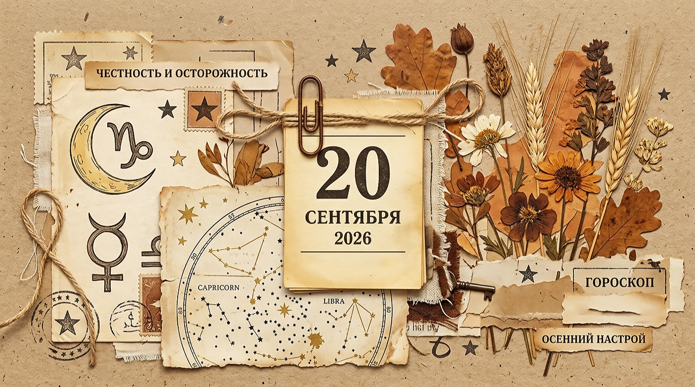 Иллюстрация в стиле скрап-букинга для гороскопа на 20 сентября