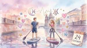 Иллюстрация в стиле мягкой акварели для любовного гороскопа на 24 сентября