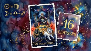 Иллюстрация в стиле насыщенной акварели для таро-гороскопа на 16 сентября