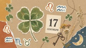 Иллюстрация в стиле скрап-букинга для гороскопа удачи на 17 сентября