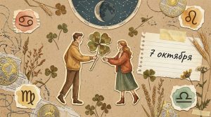 Иллюстрация в стиле скрап-букинга для гороскопа удачи на 7 октября
