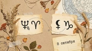 Иллюстрация в стиле скрап-букинга для гороскопа на 8 октября