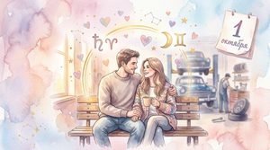 Иллюстрация в стиле мягкой акварели для любовного гороскопа на 1 октября